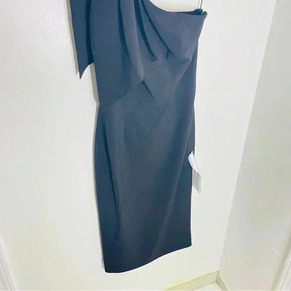 NWT Dress the Population Tiffany One-Shoulder Sheath Dress Black